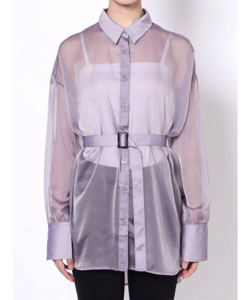dazzlin（ダズリン）の「グロスシャドーシアーシャツ（シャツ/ブラウス・レディース・パープル/グレー/オフホワイト・FREE）」の19枚目の写真