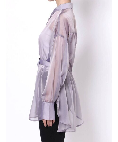 dazzlin（ダズリン）の「グロスシャドーシアーシャツ（シャツ/ブラウス・レディース・パープル/グレー/オフホワイト・FREE）」の20枚目の写真