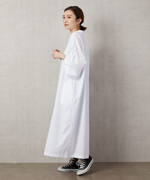 FREAK'S STORE（フリークスストア）の「【WEB限定】ボリュームシャツバルーンスリーブワンピース（シャツワンピース・レディース・ベージュ/グリーン/ホワイト/ブルー/ブラック/マジェンタ・MEDIUM/SMALL）」の8枚目の写真