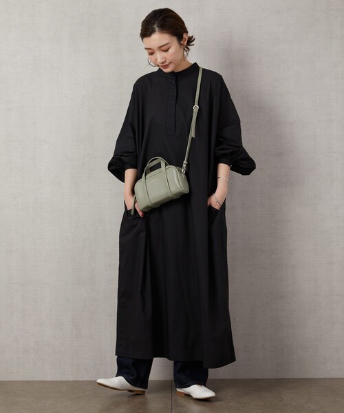 FREAK'S STORE（フリークスストア）の「【WEB限定】ボリュームシャツバルーンスリーブワンピース（シャツワンピース・レディース・ベージュ/グリーン/ホワイト/ブルー/ブラック/マジェンタ・MEDIUM/SMALL）」の12枚目の写真