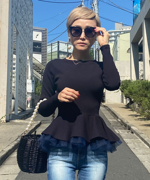 JENNE（ジェンヌ）の「パールハンドルカゴバック（かごバッグ・レディース・ベージュ/ブラック・FREE）」の3枚目の写真