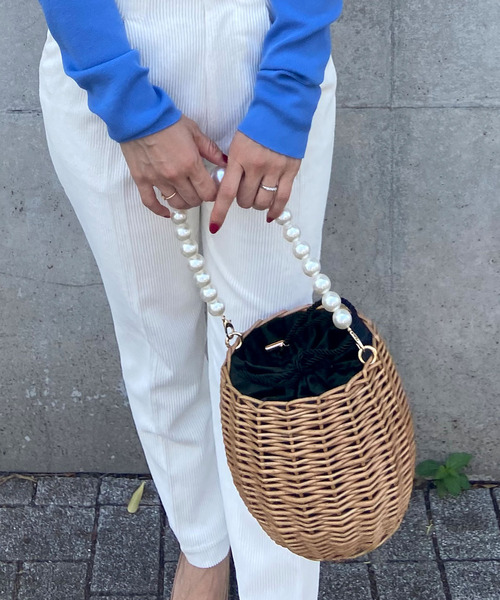 JENNE（ジェンヌ）の「パールハンドルカゴバック（かごバッグ・レディース・ベージュ/ブラック・FREE）」の9枚目の写真