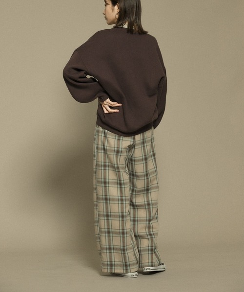 KBF（ケイビーエフ）の「リネンMIXチェックワイドパンツ（その他パンツ・レディース・チャコールグレー/ベージュ・ONE）」の3枚目の写真