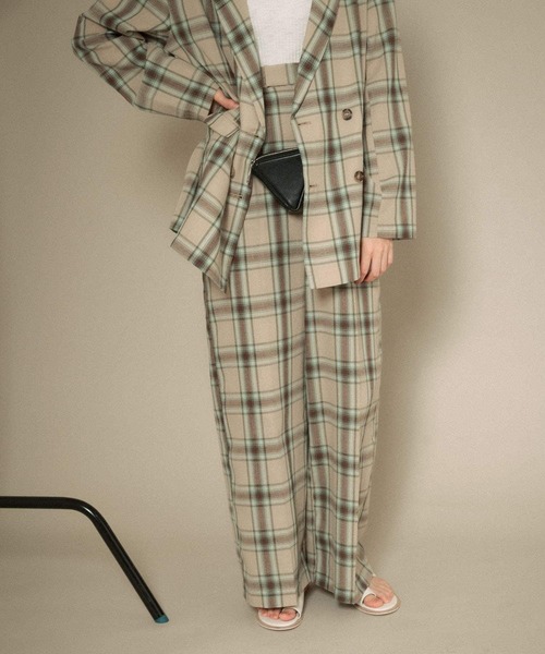 KBF（ケイビーエフ）の「リネンMIXチェックワイドパンツ（その他パンツ・レディース・チャコールグレー/ベージュ・ONE）」の21枚目の写真