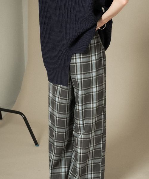 KBF（ケイビーエフ）の「リネンMIXチェックワイドパンツ（その他パンツ・レディース・チャコールグレー/ベージュ・ONE）」の20枚目の写真