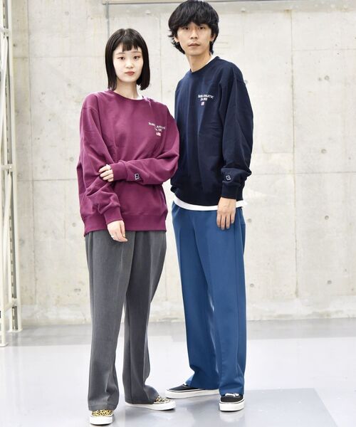 Russell Athletic（ラッセルアスレティック）の「【WEB限定/SHIPS別注】RUSSELL ATHLETIC: ビッグシルエット アメリカンフラッグ ロゴ エンブロイダリー スウェット (トレーナー)（スウェット・メンズ・パープル/ネイビー/グレー・SMALL/MEDIUM/LARGE/X-LARGE）」の6枚目の写真