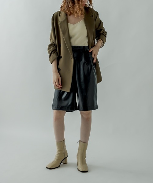 mystic（ミスティック）の「フェイクレザーハーフパンツ（その他パンツ・レディース・ブラック/ダークブラウン・FREE）」の5枚目の写真