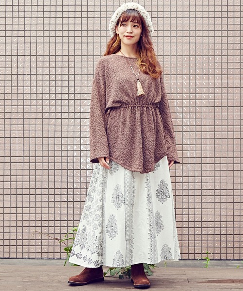 チャイハネ（チャイハネ）の「【チャイハネ】ブロックプリント ビブレスカート（スカート・レディース・ホワイト/ブラウン/ブラック・FREE）」の20枚目の写真