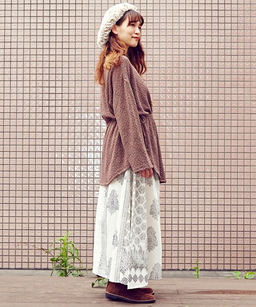 チャイハネ（チャイハネ）の「【チャイハネ】ブロックプリント ビブレスカート（スカート・レディース・ホワイト/ブラウン/ブラック・FREE）」の14枚目の写真