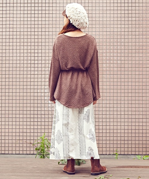 チャイハネ（チャイハネ）の「【チャイハネ】ブロックプリント ビブレスカート（スカート・レディース・ホワイト/ブラウン/ブラック・FREE）」の4枚目の写真