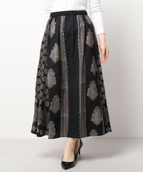 チャイハネ（チャイハネ）の「【チャイハネ】ブロックプリント ビブレスカート（スカート・レディース・ホワイト/ブラウン/ブラック・FREE）」の15枚目の写真