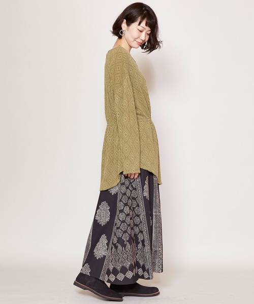 チャイハネ（チャイハネ）の「【チャイハネ】ブロックプリント ビブレスカート（スカート・レディース・ホワイト/ブラウン/ブラック・FREE）」の12枚目の写真