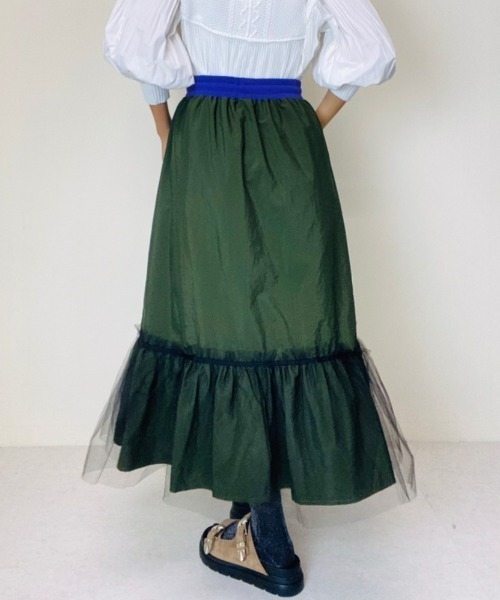 DOLLUPOOPS（ドールアップウップス）の「ヘムチュール配色インベルスカート（スカート・レディース・ブラック/カーキ/ネイビー・38）」の9枚目の写真