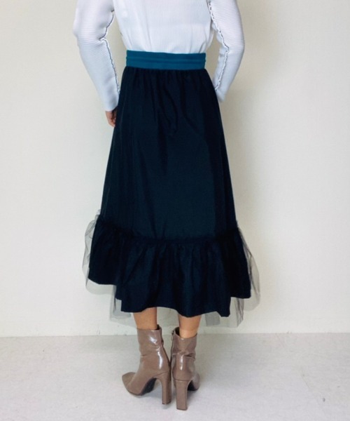 DOLLUPOOPS（ドールアップウップス）の「ヘムチュール配色インベルスカート（スカート・レディース・ブラック/カーキ/ネイビー・38）」の6枚目の写真