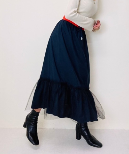 DOLLUPOOPS（ドールアップウップス）の「ヘムチュール配色インベルスカート（スカート・レディース・ブラック/カーキ/ネイビー・38）」の11枚目の写真