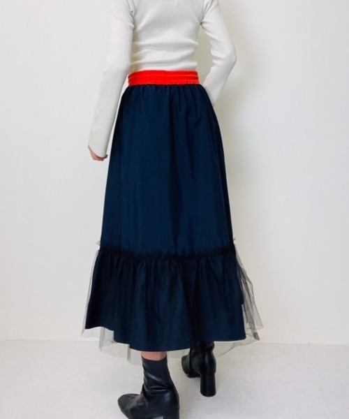 DOLLUPOOPS（ドールアップウップス）の「ヘムチュール配色インベルスカート（スカート・レディース・ブラック/カーキ/ネイビー・38）」の12枚目の写真