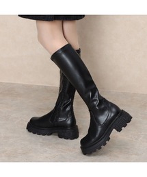 Mafmof | Mafmof(マフモフ) ボリュームソールスクエアトゥストレッチロングブーツ(ブーツ)