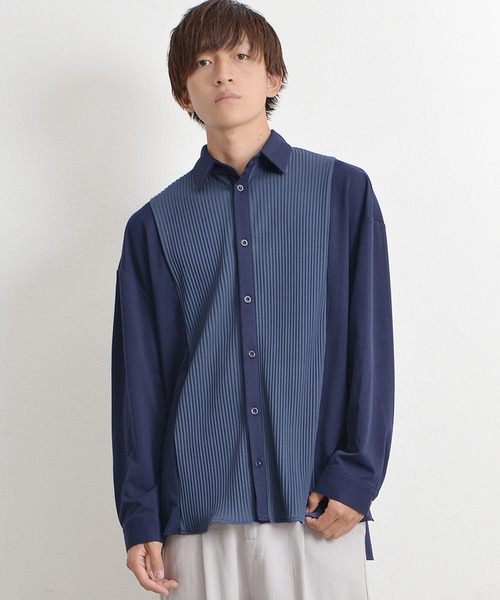 MinoriTY(マイノリティ)の「【MinoriTY】とろみ素材プリーツ切替長袖シャツ オーバーサイズ メンズ【セットアップ対応】(シャツ/ブラウス・メンズ・ネイビー/カーキ/ワイン/チャコール・M/L)」の15枚目の写真