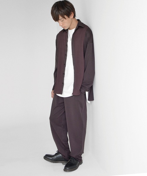 MinoriTY(マイノリティ)の「【MinoriTY】とろみ素材プリーツ切替長袖シャツ オーバーサイズ メンズ【セットアップ対応】(シャツ/ブラウス・メンズ・ネイビー/カーキ/ワイン/チャコール・M/L)」の9枚目の写真