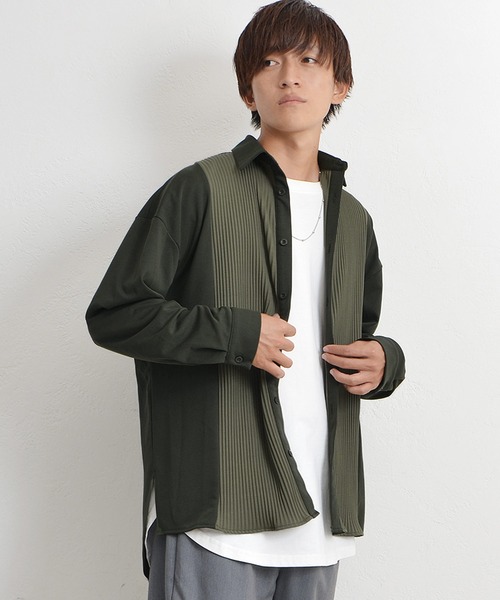 MinoriTY(マイノリティ)の「【MinoriTY】とろみ素材プリーツ切替長袖シャツ オーバーサイズ メンズ【セットアップ対応】(シャツ/ブラウス・メンズ・ネイビー/カーキ/ワイン/チャコール・M/L)」の21枚目の写真