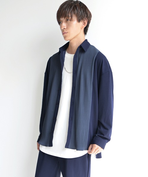MinoriTY(マイノリティ)の「【MinoriTY】とろみ素材プリーツ切替長袖シャツ オーバーサイズ メンズ【セットアップ対応】(シャツ/ブラウス・メンズ・ネイビー/カーキ/ワイン/チャコール・M/L)」の22枚目の写真