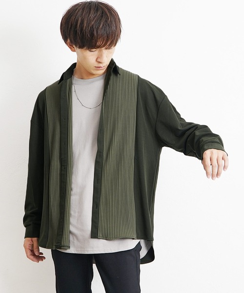 MinoriTY(マイノリティ)の「【MinoriTY】とろみ素材プリーツ切替長袖シャツ オーバーサイズ メンズ【セットアップ対応】(シャツ/ブラウス・メンズ・ネイビー/カーキ/ワイン/チャコール・M/L)」の18枚目の写真
