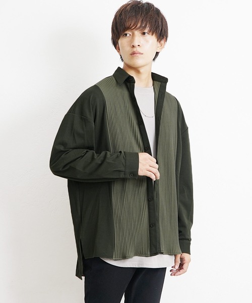 MinoriTY(マイノリティ)の「【MinoriTY】とろみ素材プリーツ切替長袖シャツ オーバーサイズ メンズ【セットアップ対応】(シャツ/ブラウス・メンズ・ネイビー/カーキ/ワイン/チャコール・M/L)」の19枚目の写真