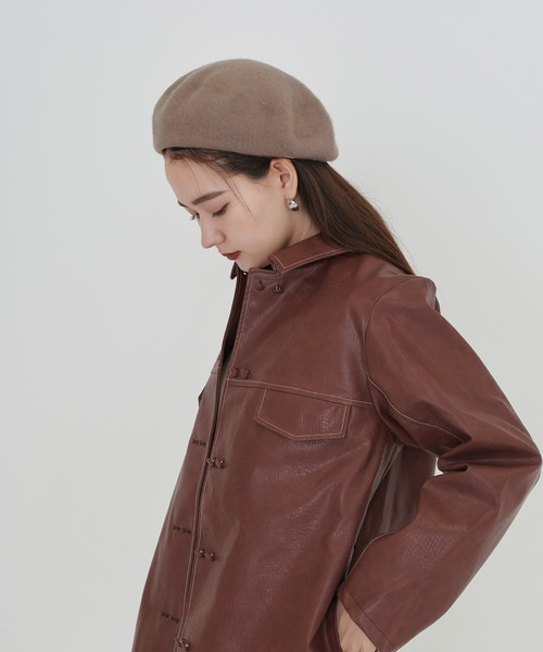 TINA：JOJUN（ティーナジョジュン）の「チャーム付き ベレー帽 TINA：JOJUN（ハンチング/ベレー帽・レディース・ブラック/ベージュ・F）」の10枚目の写真