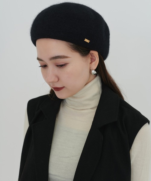 TINA：JOJUN（ティーナジョジュン）の「チャーム付き ベレー帽 TINA：JOJUN（ハンチング/ベレー帽・レディース・ブラック/ベージュ・F）」の6枚目の写真