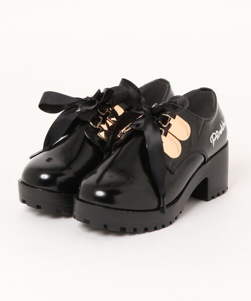 PINKHUNT(ピンクハント)の「PINKHUNT Cuugalコラボ リボンエナメルローファー 5914K #IG(ローファー・キッズ・ブラック/ベビーピンク・M/S/L)」の5枚目の写真