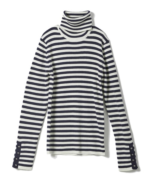 INED CLARO（イネドクラロ）の「《INED CLARO》ラインタートルニット【セットアップ対応】（ニット/セーター・レディース・その他9/オフホワイト/ネイビー・フリー）」の3枚目の写真