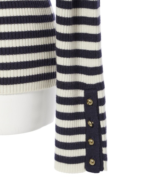 INED CLARO（イネドクラロ）の「《INED CLARO》ラインタートルニット【セットアップ対応】（ニット/セーター・レディース・その他9/オフホワイト/ネイビー・フリー）」の5枚目の写真