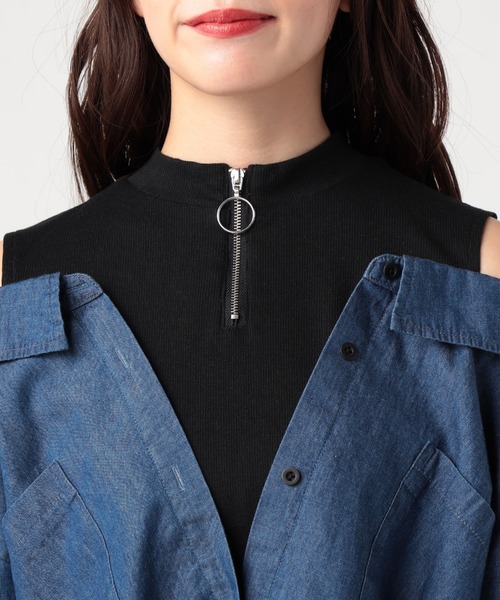 CECIL McBEE(セシルマクビー)の「レイヤード風デニムシャツ(シャツ/ブラウス・レディース・ブルー/ライトブルー・MEDIUM)」の8枚目の写真