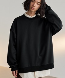 【LikeUs】シルキーダンボールニットオーバーサイズスウェット