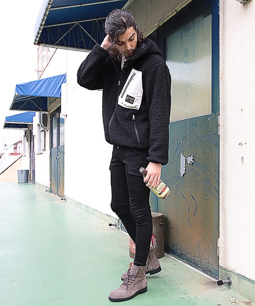 RATTLE TRAP（ラトルトラップ）の「フーデッドボアブルゾン（ブルゾン・メンズ・ブラック×ホワイト/ブラック×ブラック・LL/M/L）」の13枚目の写真