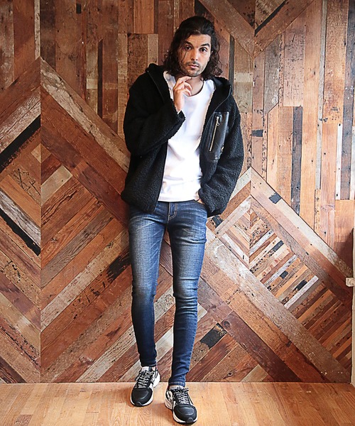 RATTLE TRAP（ラトルトラップ）の「フーデッドボアブルゾン（ブルゾン・メンズ・ブラック×ホワイト/ブラック×ブラック・LL/M/L）」の19枚目の写真