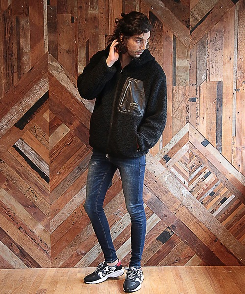 RATTLE TRAP（ラトルトラップ）の「フーデッドボアブルゾン（ブルゾン・メンズ・ブラック×ホワイト/ブラック×ブラック・LL/M/L）」の11枚目の写真