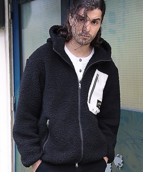 RATTLE TRAP（ラトルトラップ）の「フーデッドボアブルゾン（ブルゾン・メンズ・ブラック×ホワイト/ブラック×ブラック・LL/M/L）」の17枚目の写真