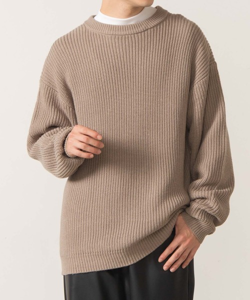 WEGO（ウィゴー）の「WEGO/ドロップショルダーアゼアミセーター（ニット/セーター・メンズ・ホワイト/ブラック/ブルー系その他/ベージュ・LARGE/MEDIUM）」の3枚目の写真