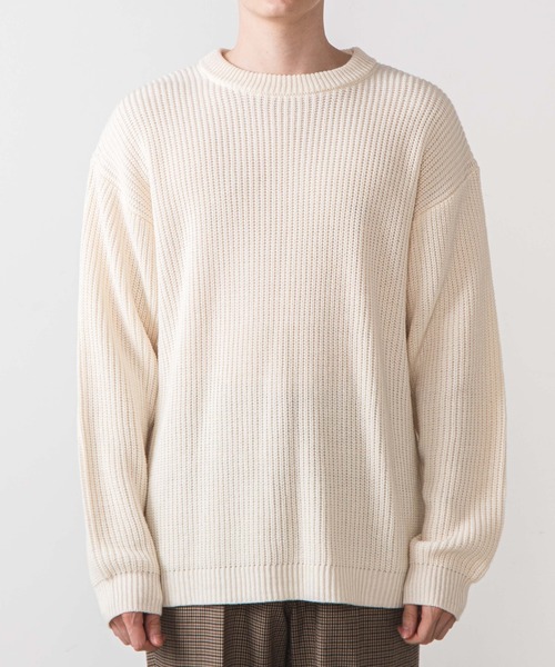 WEGO（ウィゴー）の「WEGO/ドロップショルダーアゼアミセーター（ニット/セーター・メンズ・ホワイト/ブラック/ブルー系その他/ベージュ・LARGE/MEDIUM）」の14枚目の写真