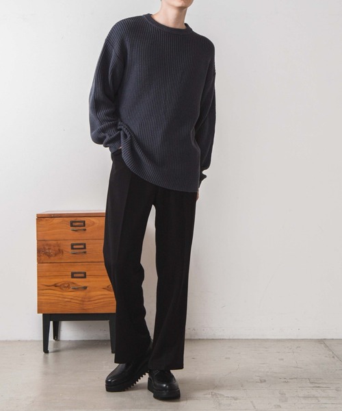 WEGO（ウィゴー）の「WEGO/ドロップショルダーアゼアミセーター（ニット/セーター・メンズ・ホワイト/ブラック/ブルー系その他/ベージュ・LARGE/MEDIUM）」の9枚目の写真