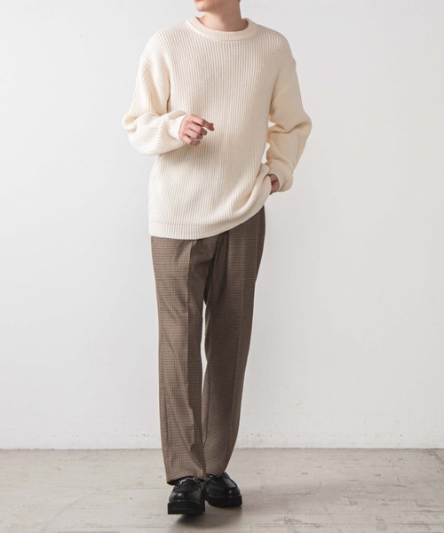 WEGO（ウィゴー）の「WEGO/ドロップショルダーアゼアミセーター（ニット/セーター・メンズ・ホワイト/ブラック/ブルー系その他/ベージュ・LARGE/MEDIUM）」の6枚目の写真