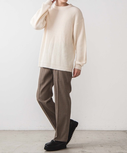 WEGO（ウィゴー）の「WEGO/ドロップショルダーアゼアミセーター（ニット/セーター・メンズ・ホワイト/ブラック/ブルー系その他/ベージュ・LARGE/MEDIUM）」の7枚目の写真