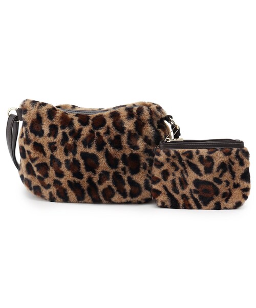 SHOO・LA・RUE(シューラルー)の「◆ポーチ付アニマルエコファーショルダー(ショルダーバッグ・レディース・ベージュ系その他3/ベージュ系その他7/ダークブラウン系1/ブラウン系1・00)」の1枚目の写真