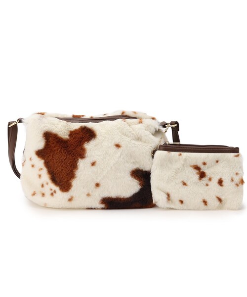 SHOO・LA・RUE(シューラルー)の「◆ポーチ付アニマルエコファーショルダー(ショルダーバッグ・レディース・ベージュ系その他3/ベージュ系その他7/ダークブラウン系1/ブラウン系1・00)」の2枚目の写真