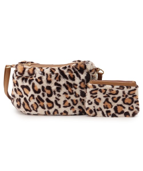 SHOO・LA・RUE(シューラルー)の「◆ポーチ付アニマルエコファーショルダー(ショルダーバッグ・レディース・ベージュ系その他3/ベージュ系その他7/ダークブラウン系1/ブラウン系1・00)」の4枚目の写真