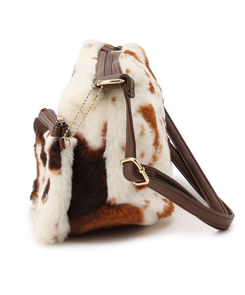 SHOO・LA・RUE(シューラルー)の「◆ポーチ付アニマルエコファーショルダー(ショルダーバッグ・レディース・ベージュ系その他3/ベージュ系その他7/ダークブラウン系1/ブラウン系1・00)」の12枚目の写真