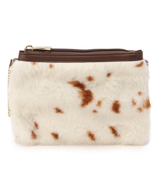 SHOO・LA・RUE(シューラルー)の「◆ポーチ付アニマルエコファーショルダー(ショルダーバッグ・レディース・ベージュ系その他3/ベージュ系その他7/ダークブラウン系1/ブラウン系1・00)」の8枚目の写真