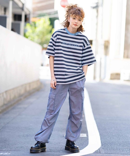 X-girl（エックスガール）の「STRIPED H/S TEE（Tシャツ/カットソー・レディース・ブラウン/ピンク/チャコール・S/M）」の5枚目の写真