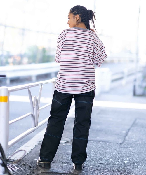 X-girl（エックスガール）の「STRIPED H/S TEE（Tシャツ/カットソー・レディース・ブラウン/ピンク/チャコール・S/M）」の9枚目の写真